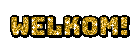 Glittertekst: Welkom! in goud